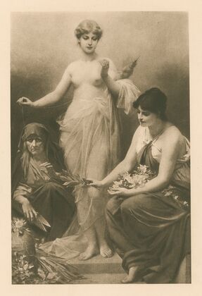 The Three Fates with flowers, thread and shears (1901)