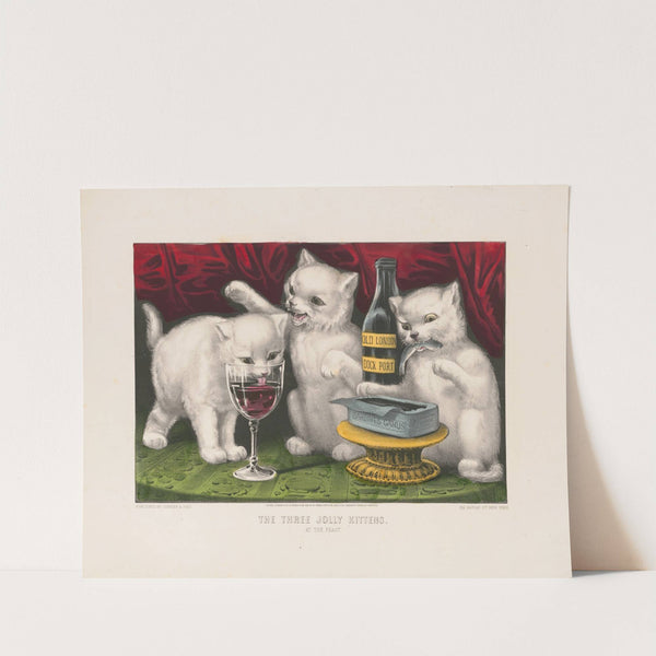 The three jolly kittens – at the feast (1871) by Currier & Ives.