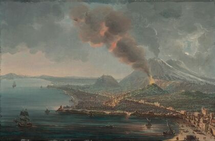 The Torre del Greco with the eruption of Mount Vesuvius beyond — size preview