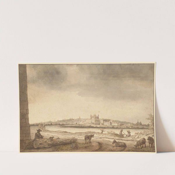 The Town and Castle of Saumur from across the Loire by Lambert Doomer