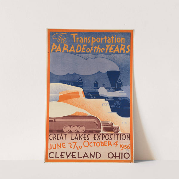 The transportation parade of the years. Great Lakes Exposition, June 27 to October 4, 1936, Cleveland, Ohio (1936) by Leslie Ragan