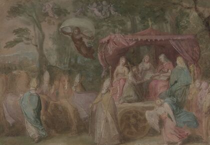 The Triumph of the Church; Ecclesia Presented with the Doctrines, Seated in a Chariot Attended by the Four Doctors of the Church
