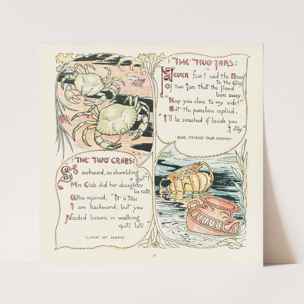 The Two Jars, The Two Crabs (1908) by Walter Crane