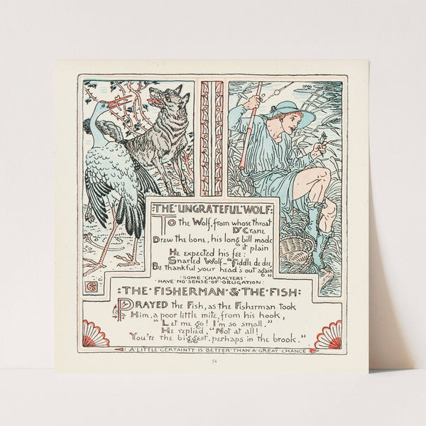 The Ungrateful Wolf, The Fisherman and the Fish (1908) by Walter Crane