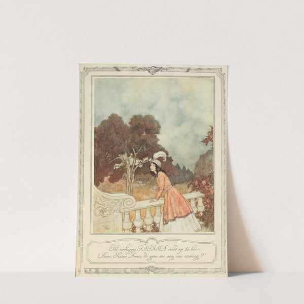 The unhappy Fatima cried up to her; ‘Anne, Sister Anne, do you see any one coming (1910) by Edmund Dulac