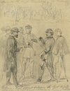 The Union & rebel officers taking the last drink after signing the papers of parole & exchange of prisoners, goodbye