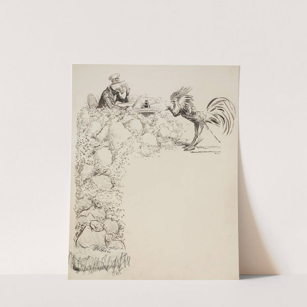 The United States (eagle) sits at a desk, surrounded by bags of money (1922) by William Henry Walker