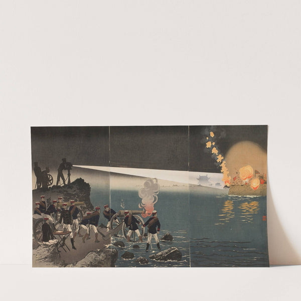 The Use of Electricity during the Attack on Pyeongyang (1894) by Kobayashi Kiyochika