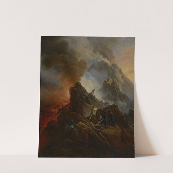 The Vesuvius Erupting, the Artist and His Father, Carle Vernet, in the Foreground by Horace Vernet
