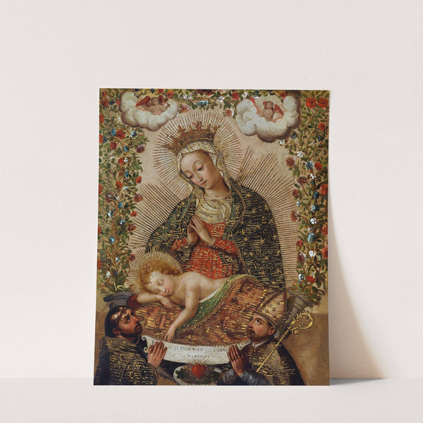 The Virgin Adoring the Christ Child with Two Saints by Cuzco School
