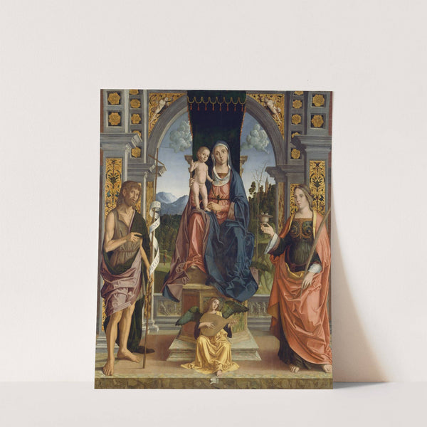 The Virgin and Child Enthroned, with Saints John the Baptist and Lucy by Marco Palmezzano