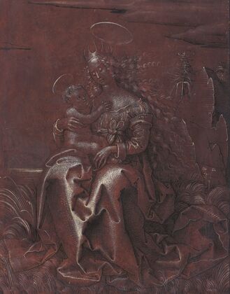 The Virgin and Child on a Grassy Bench