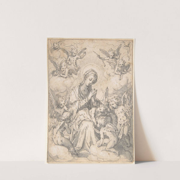 The Virgin and Child Surrounded by Little Angels in the Clouds by Friedrich Sustris