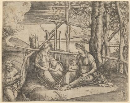 The Virgin and Child with Saint Elizabeth and John the Baptist in a landscape, St Joseph at the left (ca. 1503)