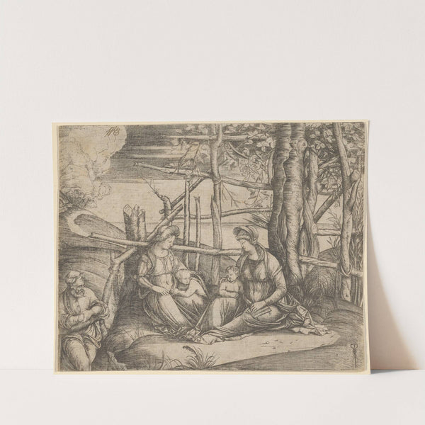 The Virgin and Child with Saint Elizabeth and John the Baptist in a landscape, St Joseph at the left (ca. 1503) by Jacopo de''' Barbari