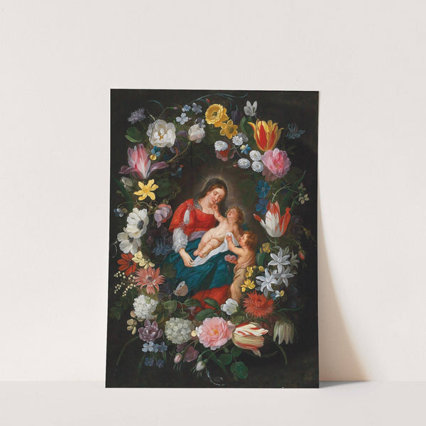The Virgin and Child with the Infant Saint John the Baptist surrounded by a garland of flowers by Jan Brueghel the Younger