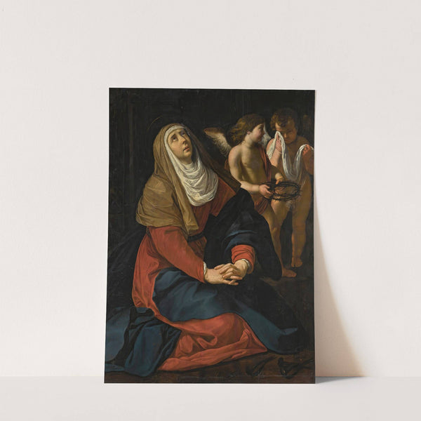 The Virgin In Prayer At The Foot Of The Cross, With Crying Angels by Gerard Seghers