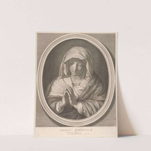 The Virgin in prayer looking down, in an oval frame, after Reni by Francois de Poilly
