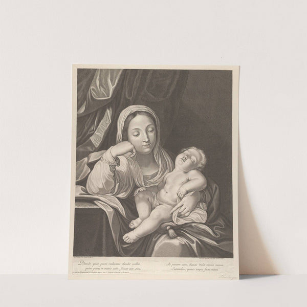 The Virgin seated with her head resting on her right hand, holding the sleeping infant Christ on her lap, after Reni by Jean Boulanger