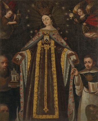 The Virgin surrounded by saints and angels