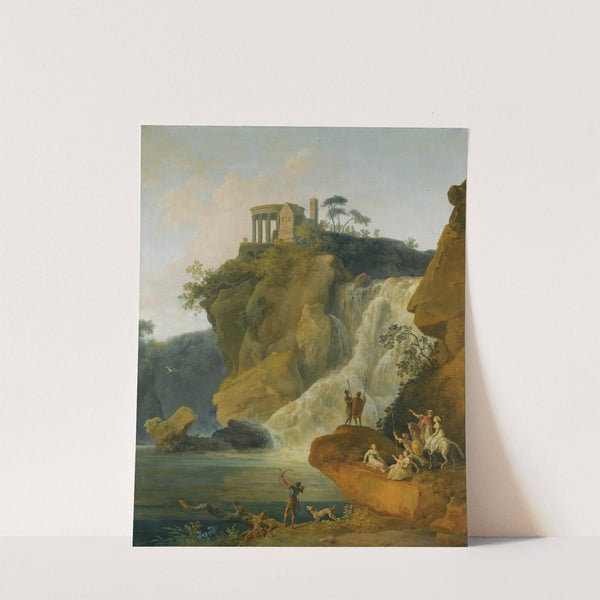 The Waterfalls At Tivoli With Figures Resting And Hunting by Pierre-Jacques Volaire