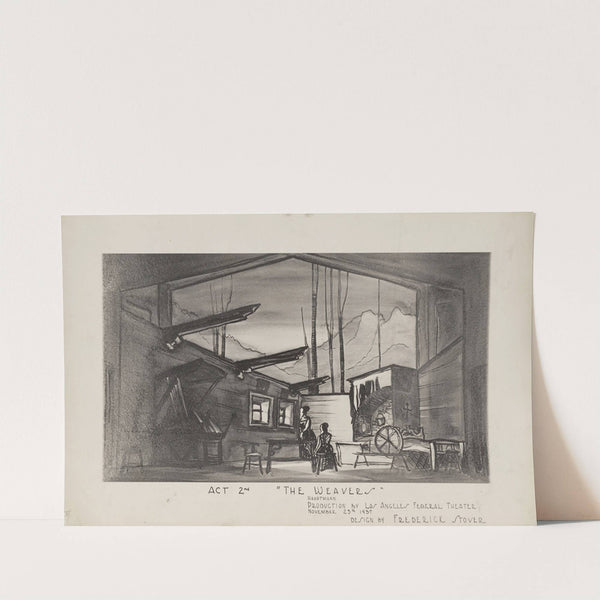 The Weavers: Act 2nd (Weaving Shop Interior against Mountains) (1934-1943) by Frederick Stover