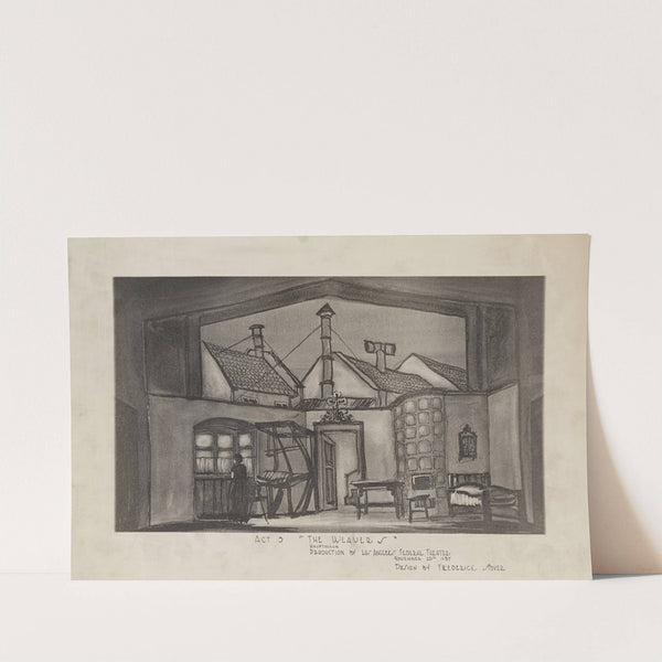 The Weavers: Act 5 (Weaving Shop and Domestic Interior against City Rooftops, B+W) (1934-1943) by Frederick Stover