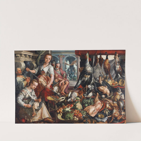 The Well-stocked Kitchen with Jesus in the House of Martha and Mary in the Background by Joachim Beuckelaer