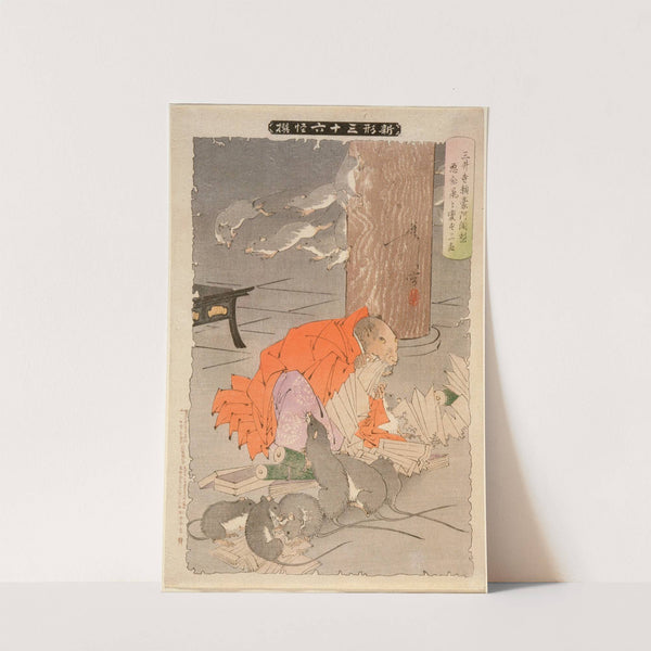 The Wicked Thoughts of the Priest Raigō of Miidera Transform Him into a Rat by Tsukioka Yoshitoshi