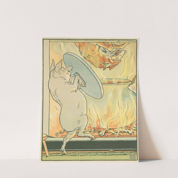 The wolf falls into the pot (1904) by Leonard Leslie Brooke