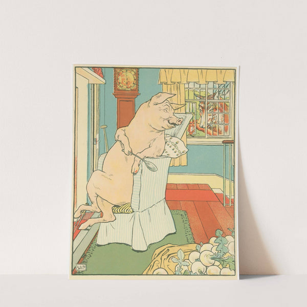 The wolf looks in the window (1904) by Leonard Leslie Brooke