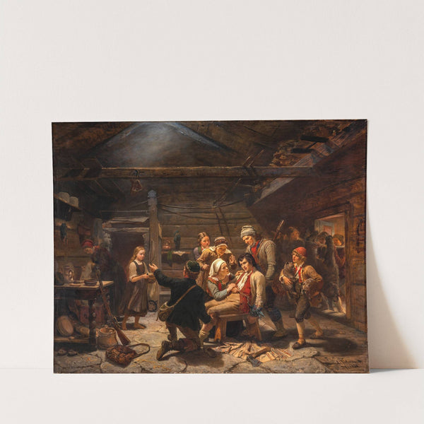 The Wounded Bear Hunter (1858) by Adolph Tidemand