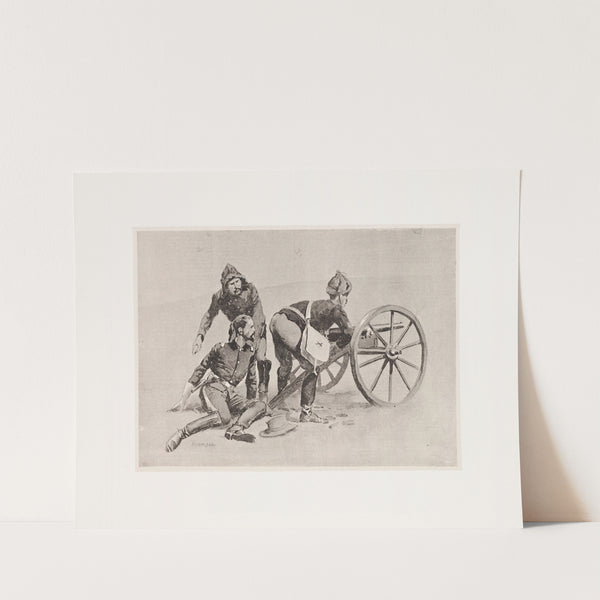 The wounding of Lieutenant Hawthorne–the Hotchkiss-gun playing on the cave (1891) by Frederic Remington