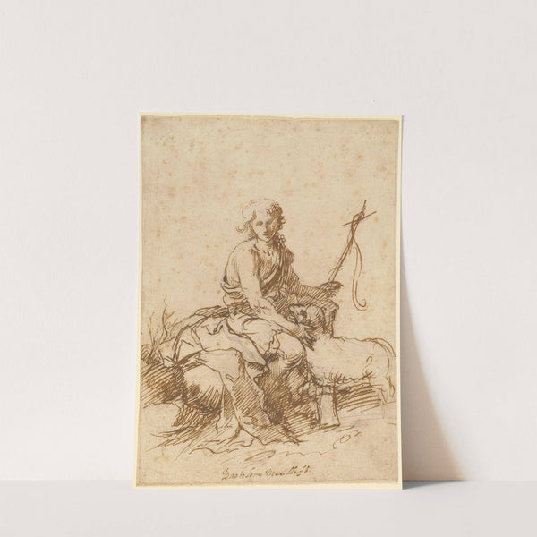 The Youthful Saint John the Baptist Seated in a Landscape (1655) by Bartolomé Estebán Murillo