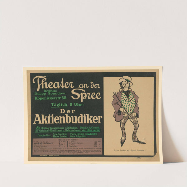 Theater an der Spree. Der Aktienbudiker. Heinz Gordon als ‘Aujust Knetschke’ (1907) by Edmund Edel