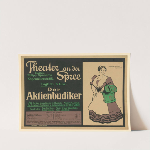Theater an der Spree. Der Aktienbudiker. Josefine Dora als ‘Carline’ (1907) by Edmund Edel