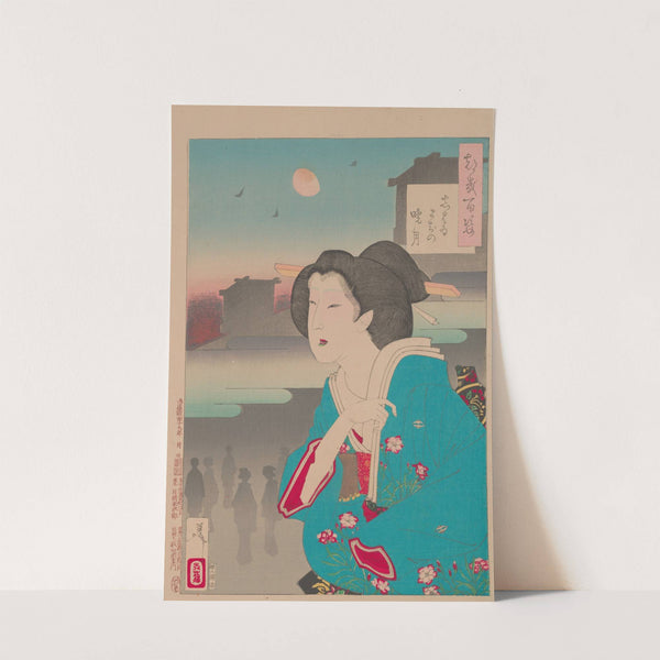 Theater-district dawn moon (Shibaimachi no akatsuki) by Tsukioka Yoshitoshi