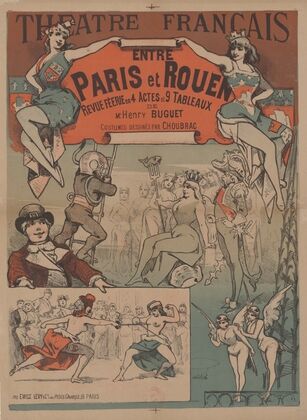 Théâtre Français. Entre Paris et Rouen, revue féérie en 4 actes et 9 tableaux. costumes dessinés par Choubrac (1888)
