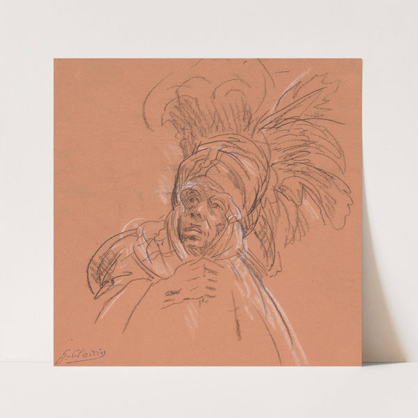 Theatrical Figure with Feathered Headdress by Georges Jules Victor Clairin