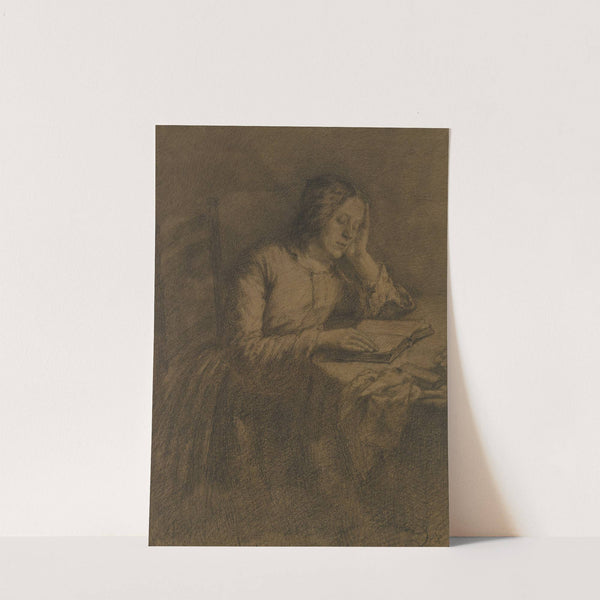 Thekla Eissenhardt, die Schwester Angilbert Göbels und Frau des Kupferstechers Johannes Kaspar Eissenhardt, am Tische lesend by Johannes Eissenhardt