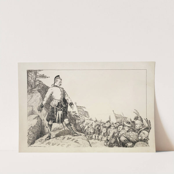 Theodore Roosevelt defends a hill representing the civil service from an army with flags reading ‘spoils’ and ‘bosses’ (1902) by William Henry Walker