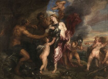 Thetis receives the new armour for Achilles in Vulcan’s forge
