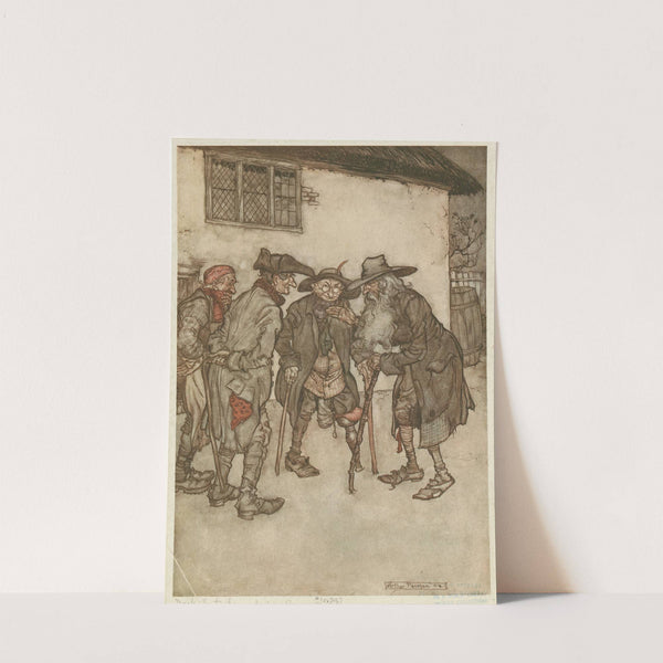 ‘They crowed round him, eyeing him from head to foot with great curiosity.’ (1905) by Arthur Rackham