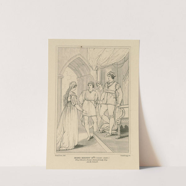Third part of King Henry VI, act 3, scene 2, King Edward, Gloster, Clarence, & Lady Elizabeth Grey (19th century) by William Francis Starling
