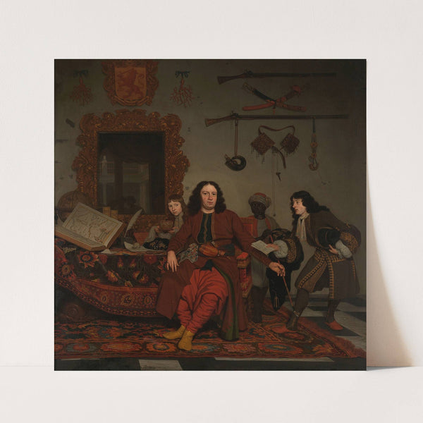 Thomas Hees and his Servant Thomas and Nephews Jan and Andries Hees by Michiel Van Musscher