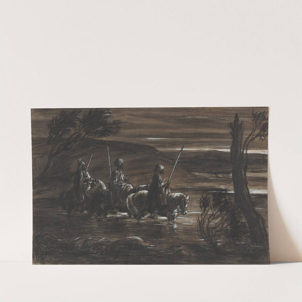 Three Arab Horsemen Crossing A River (c. 1835) by Alexandre-Gabriel Decamps