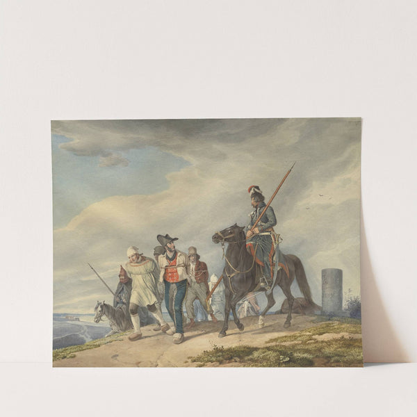 Three Armed Riders Escorting Prisoners Near Reims by Peter von Hess