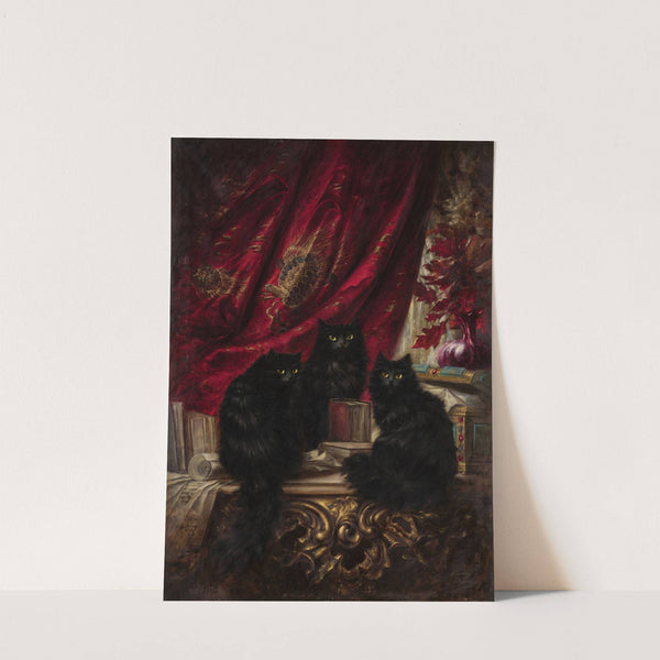 Three black cats by Carl Kahler