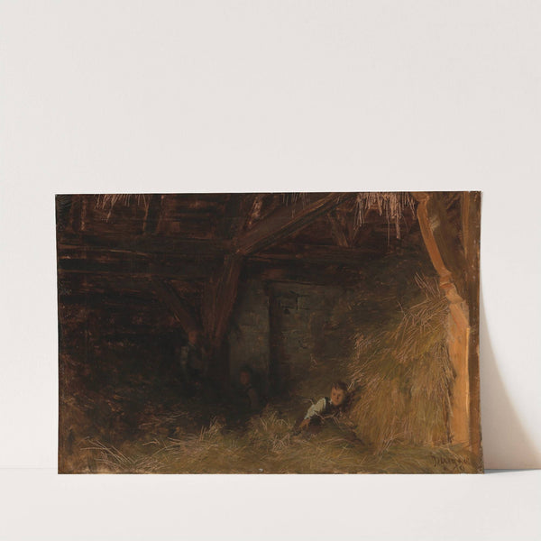 Three Boys in the Straw (In the Hay Barn) by Franz von Defregger