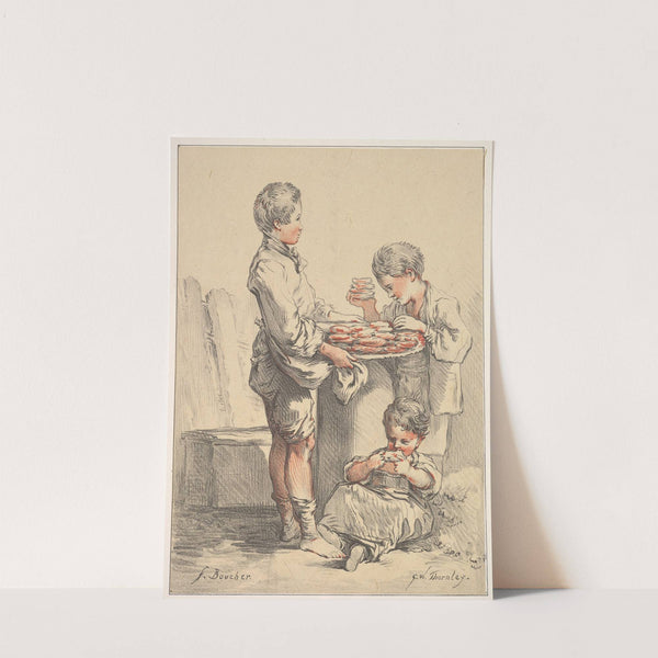 Three Boys with Pancakes (1881) by Georges William Thornley